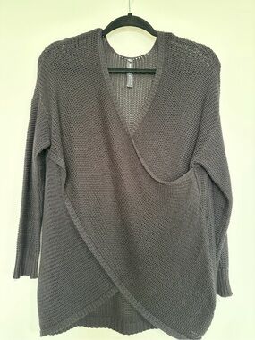 Design Lab Lord & Taylor black-washed V-Neck Crossover Sweater
